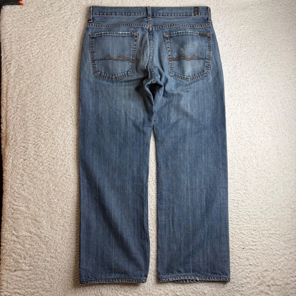 7 For All Mankind Austin Relaxed Straight Leg Jeans Medium Wash Mens 36x28 USA